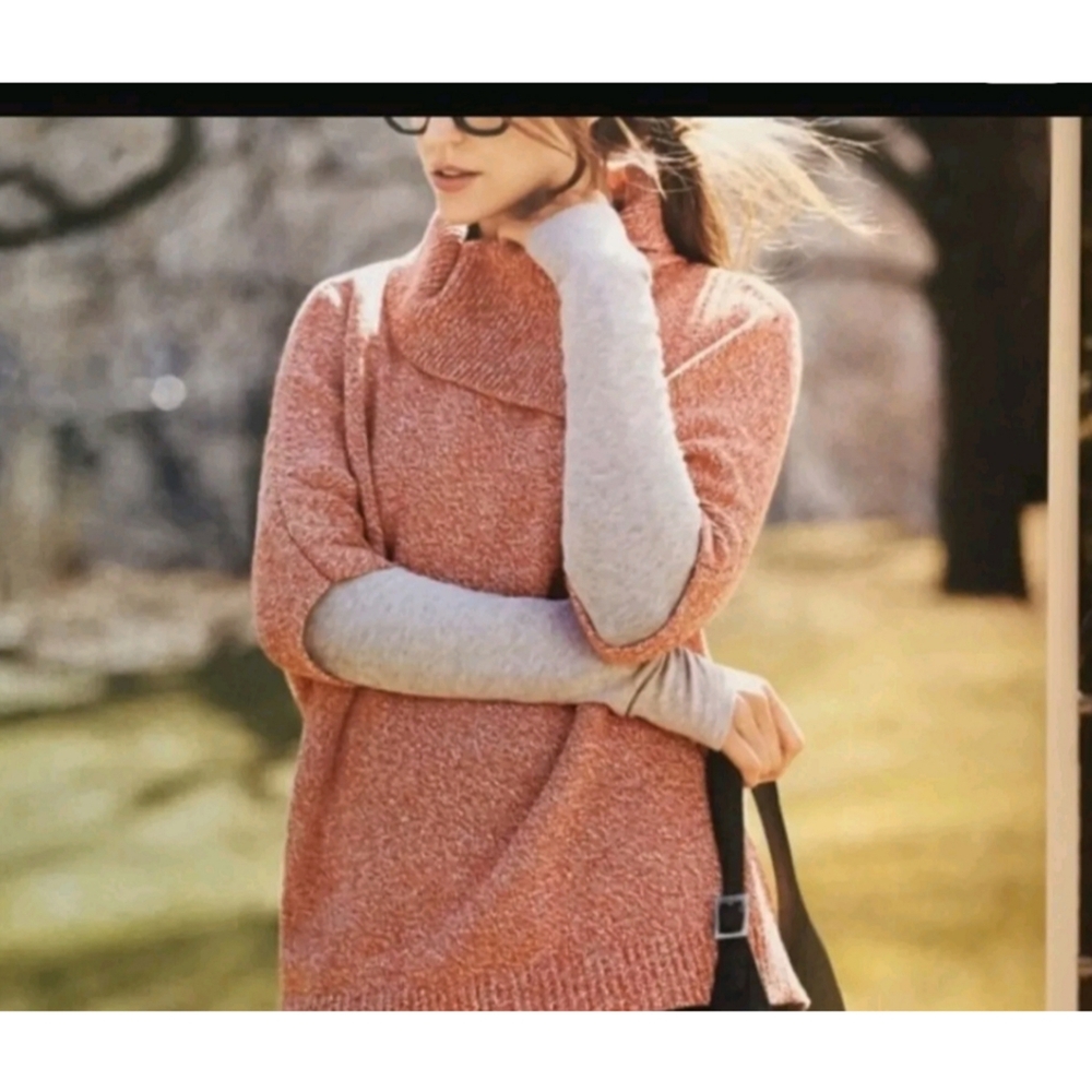 CAbi Sweater Foldover Split Cowl Neck Orange  Women’s Sz Medium #3011